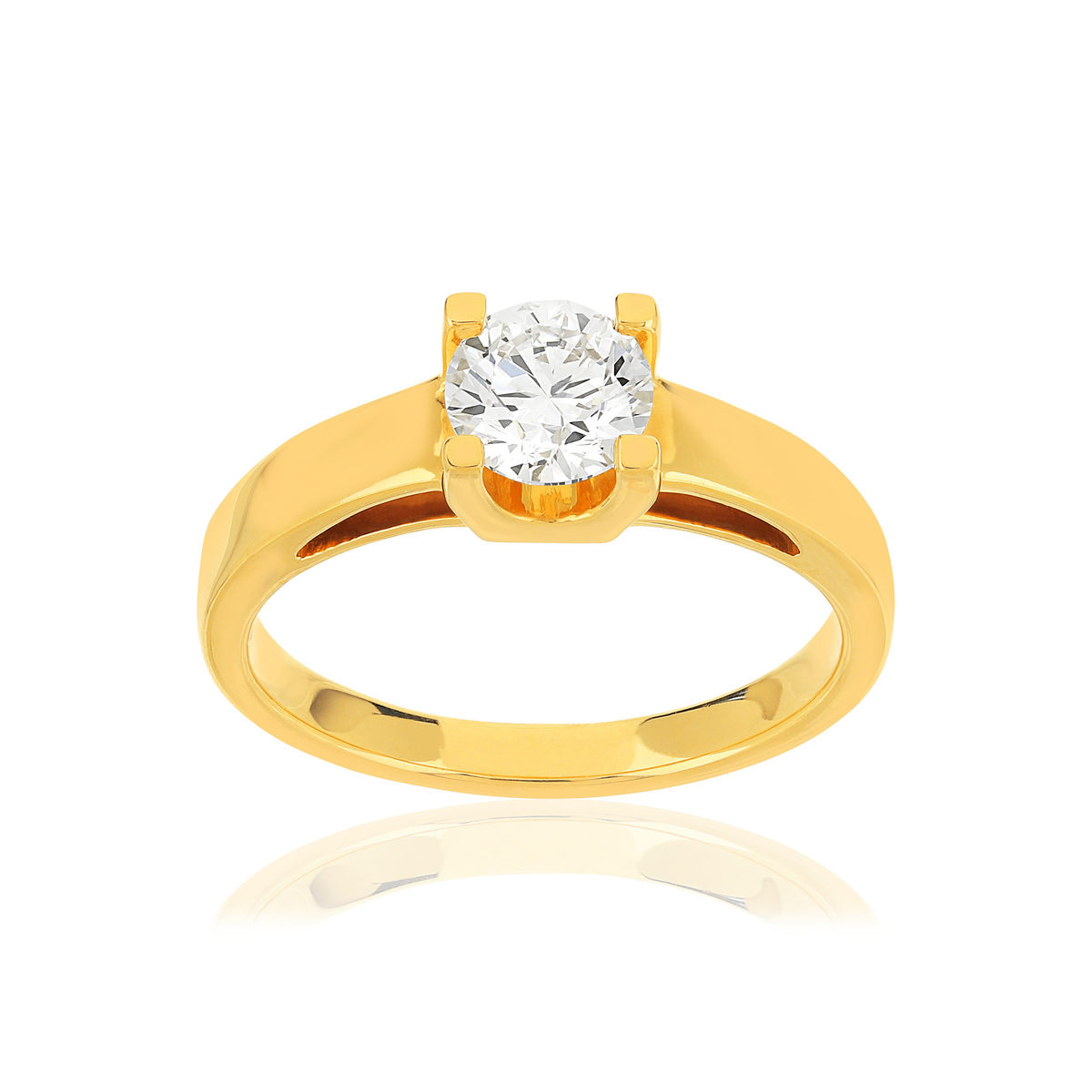 Solitaire or jaune 750 diamant synthétique 0.75 carat