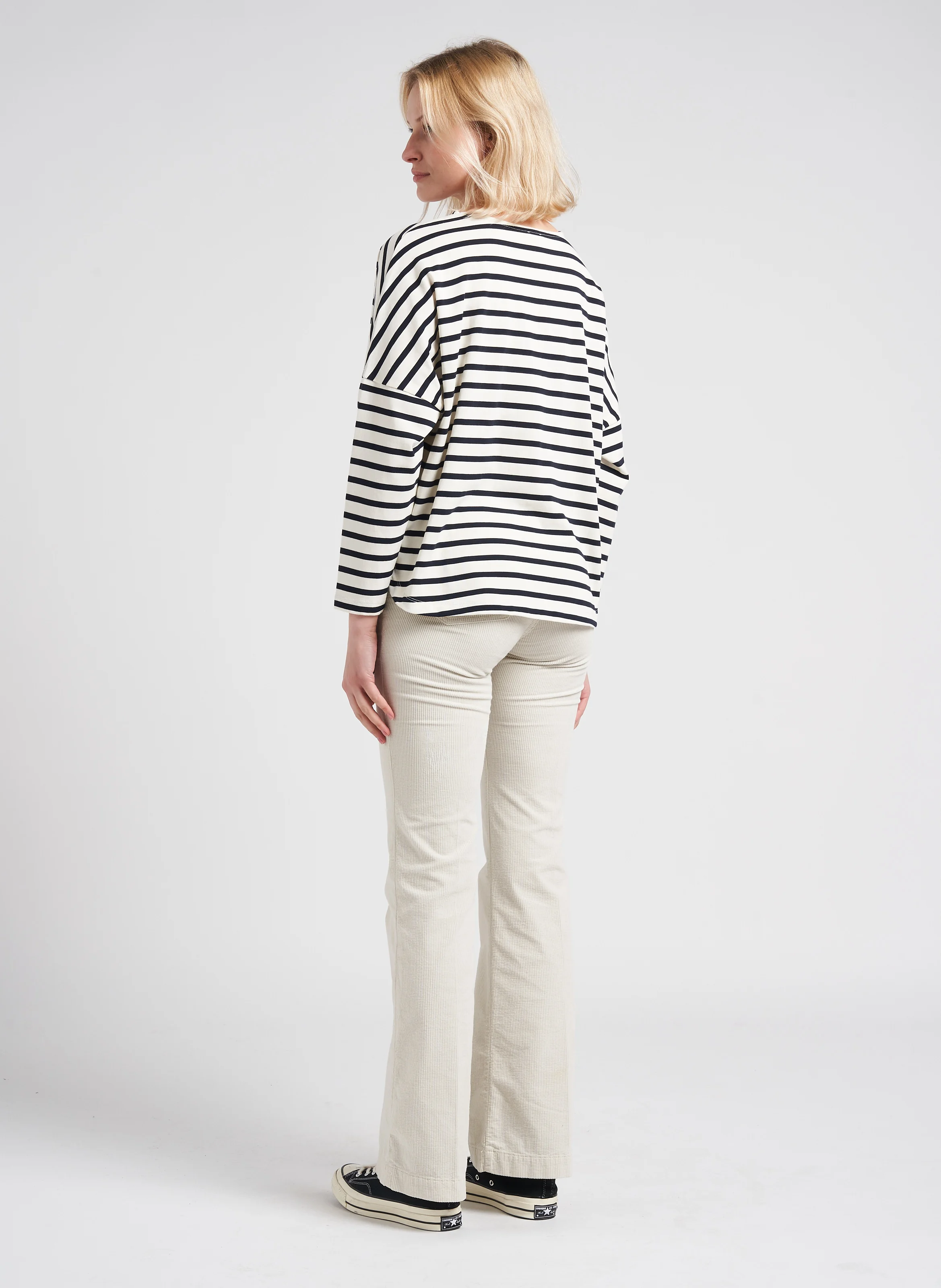 Pantalon patte d'eph en coton mélangé | Blanc