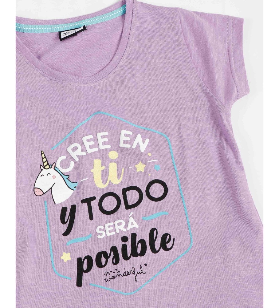 Pijama de manga curta Aznar Innova Believe in Yourself, cor malva.