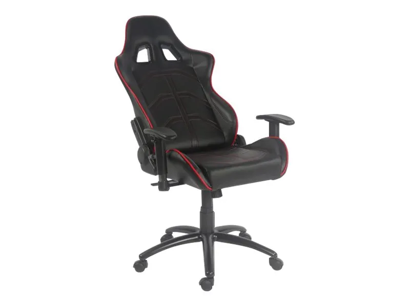 LC Power LC-GC-1 - Stol - ergonomisk - armstøtter - T-formet - drejeled - plastik, metal, PU-behandlet læder - sort/ rød