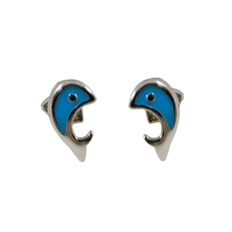 Boucles d'oreilles enfant Dauphin en argent 925