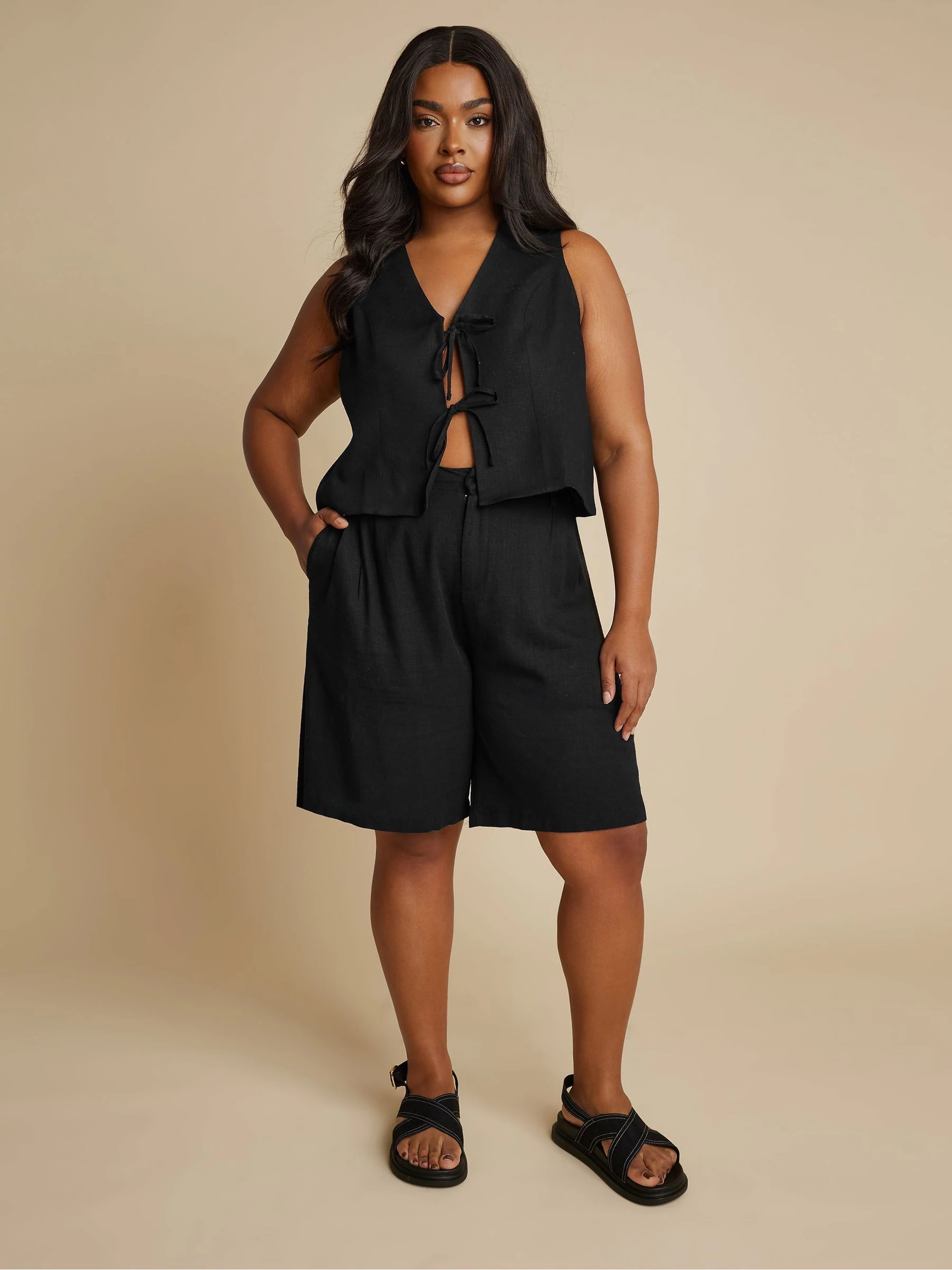 Yours Curve - Linnen bermudashort