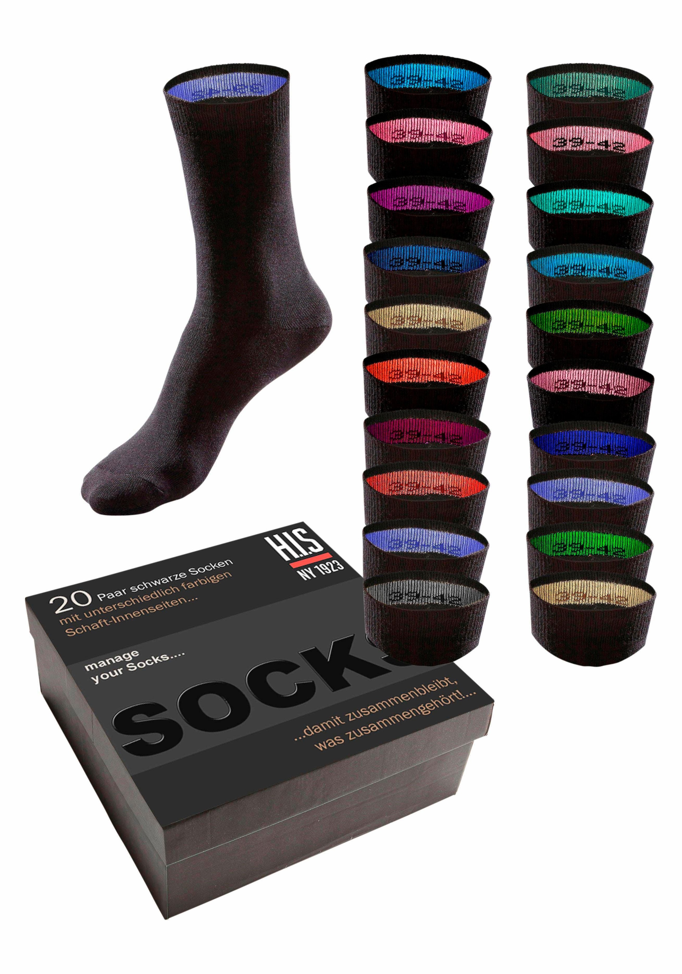H.I.S Socken Box, 20 Stk. tlg. in praktischer Geschenkbox