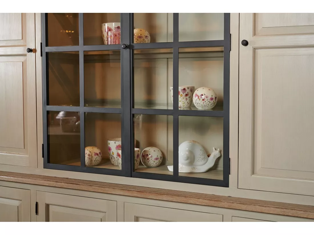 Buffet vaisselier en bois 4 portes éclairage LED - VILLAS