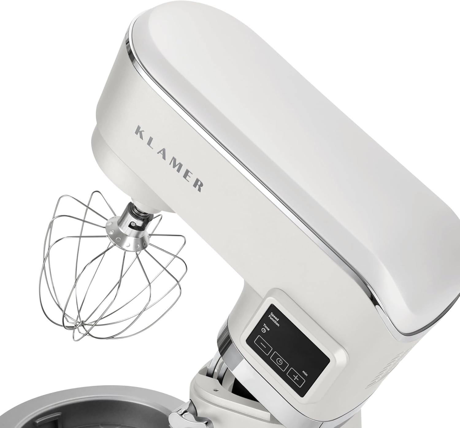 KLAMER Küchenmaschine Classic 1400 W – 5,5 L Rührschüssel aus Edelstahl, Knet-, Rühr- & Schneebesenaufsatz, Timer & LED-Display, stabile Saugnapffüße, ideal für Brot-, Kuchen- & Pizzateig