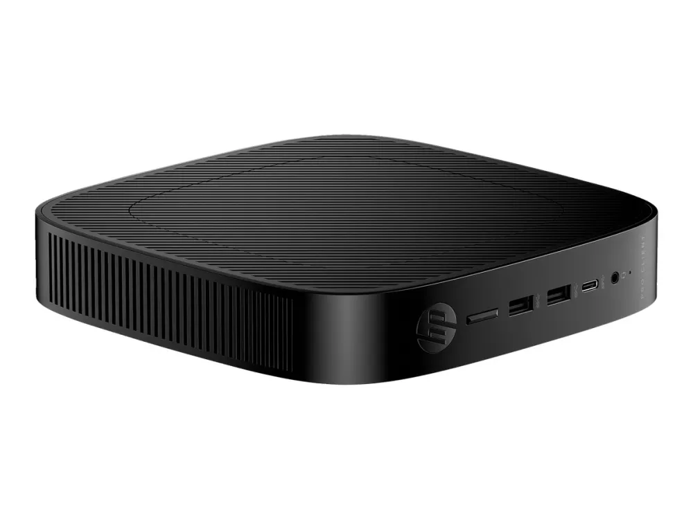 HP Pro t550 - Tynd klient - USFF 1 x Celeron J6412 / op til 2.6 GHz - RAM 8 GB - flash 64 GB - eMMC - UHD Graphics - Gigabit Ethernet - Win 10 IoT Enterprise 2021 LTSC - skærm: ingen