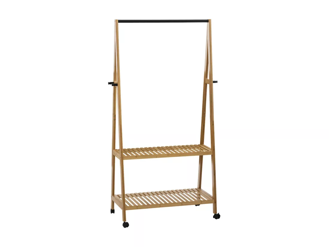 Penderie Portant à vêtements en Bambou avec 2 étagères H 163 cm