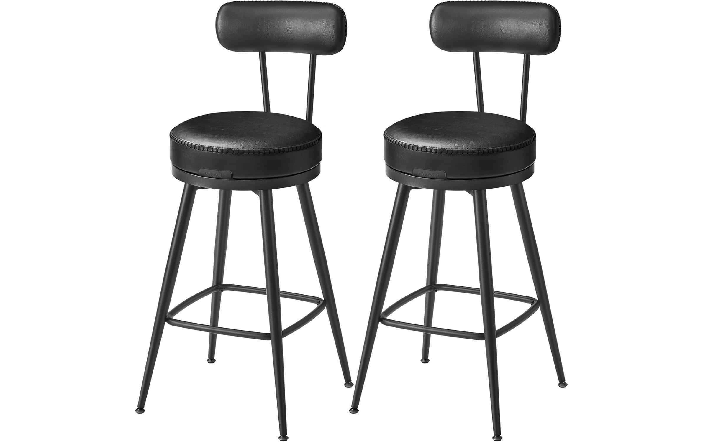 Barhocker 2er Set 54 x 90.5 cm, Schwarz<br>Stabile Barstühle