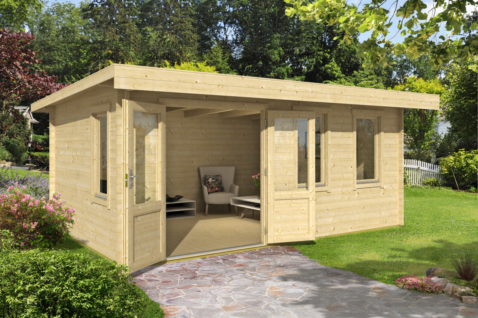 Gartenhaus BARUDA 53 - natur - Fichte massiv - 510x330 cm