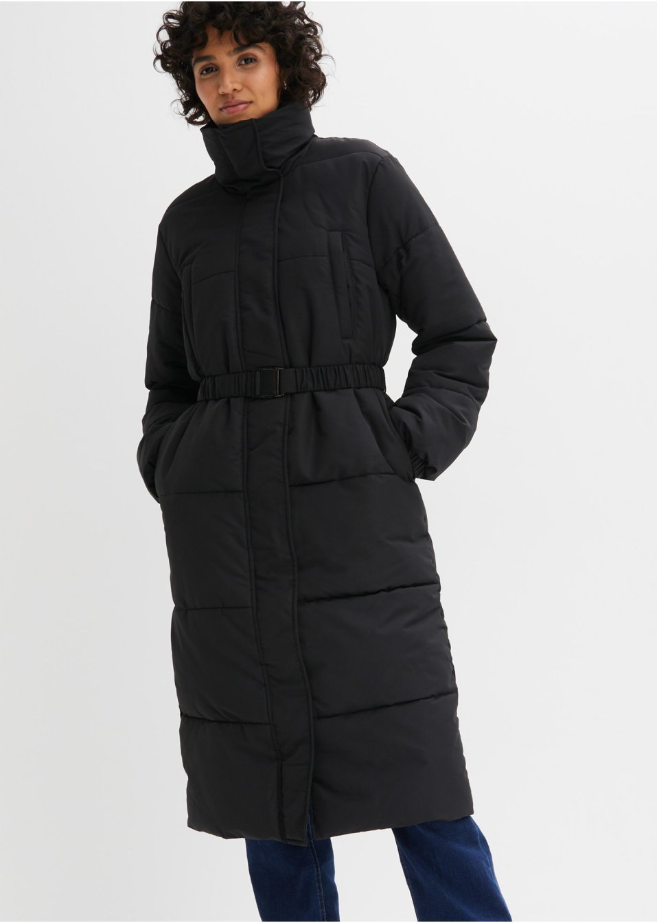 Manteau matelassé oversize avec ceinture élastique
