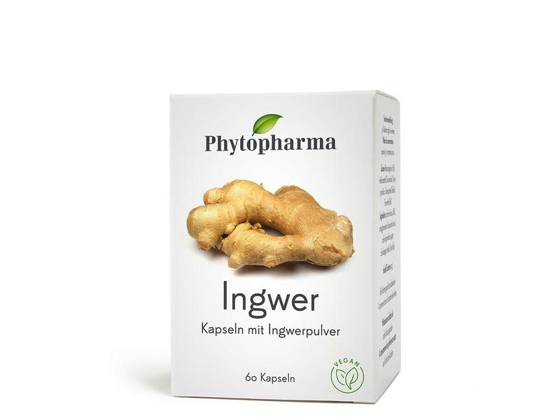 Phytopharma Ingwer 60 Kapseln Vegane Nahrungsergänzung mit Ingwer
