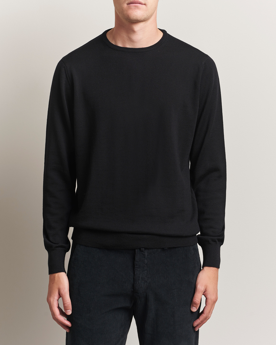 Morgano Extra Fine Merino Wool Crewneck Black