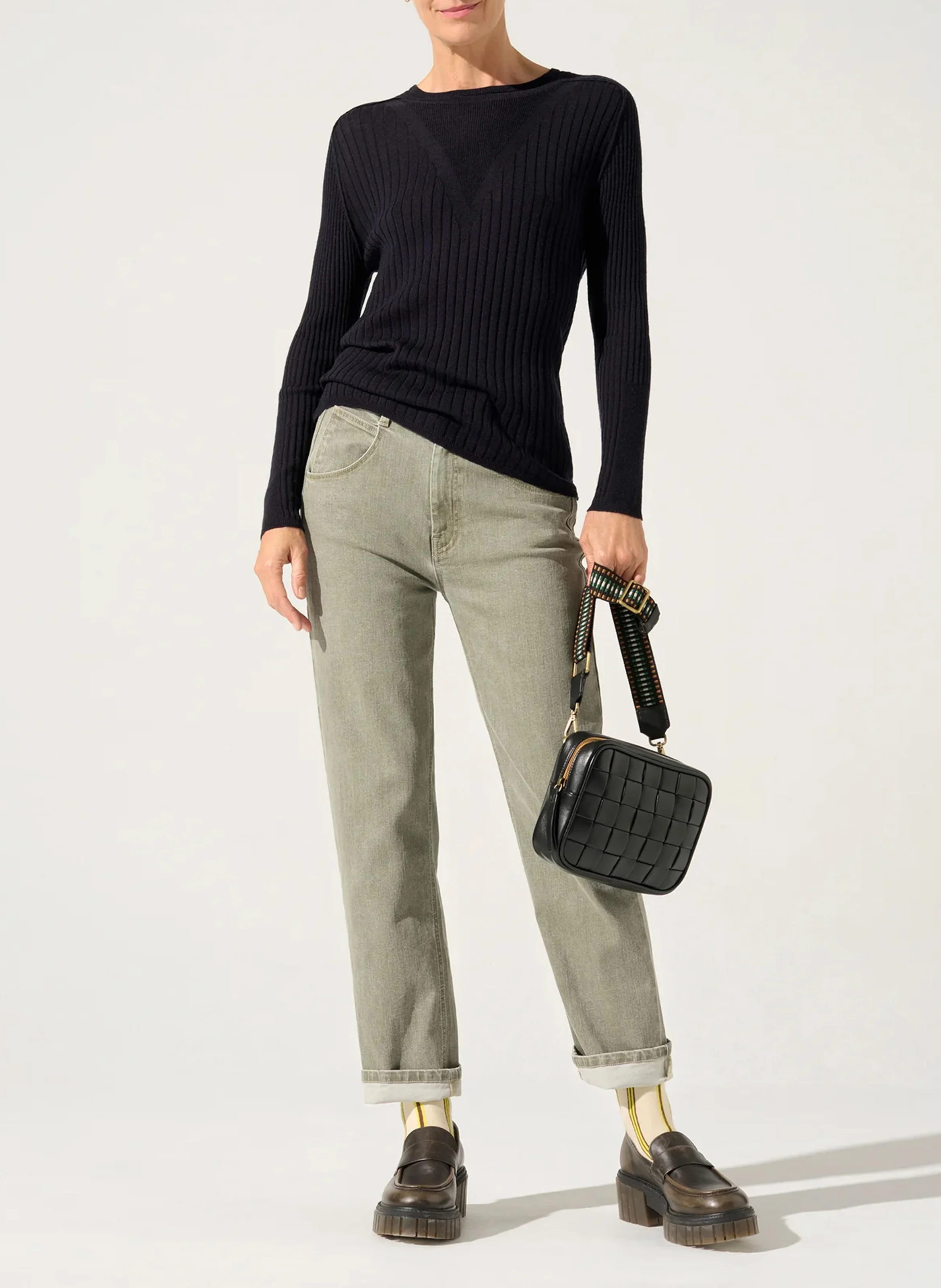 Pull maille fine en laine | Noir
