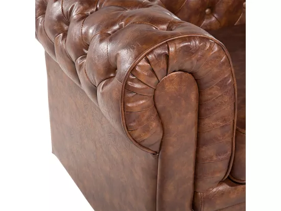 Fauteuil CHESTERFIELD Cuir PU Marron doré