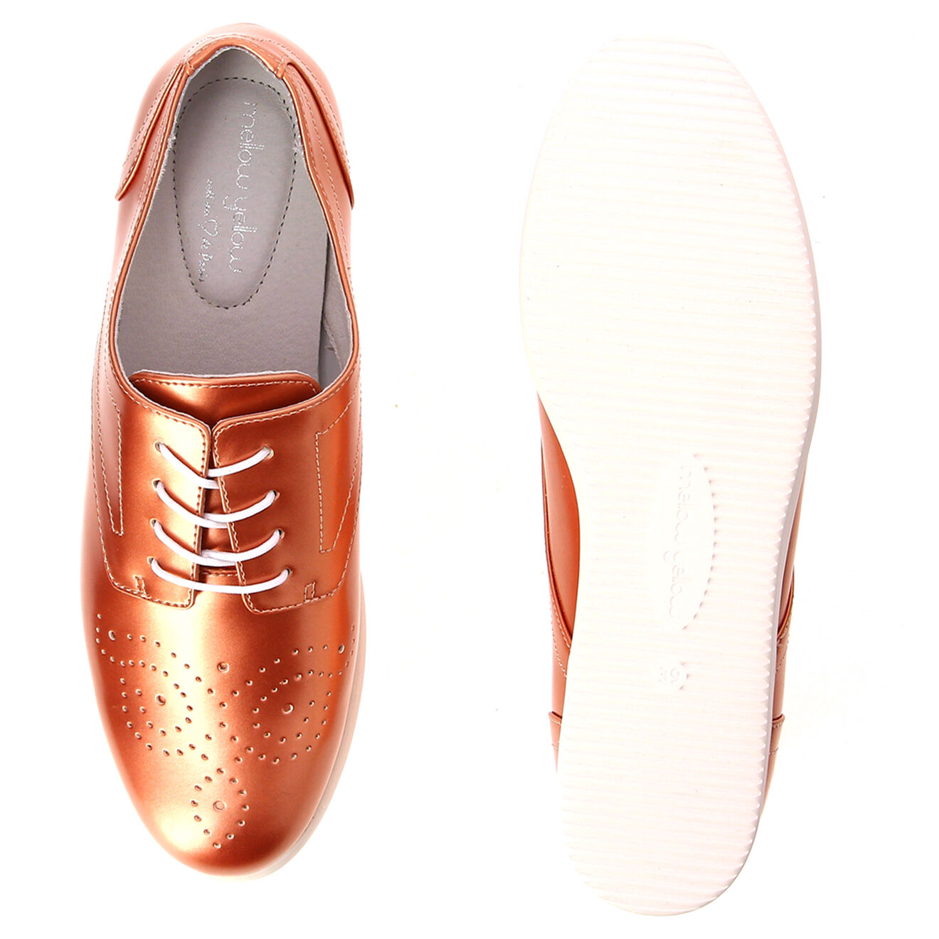 Mellow Yellow Derbies Creepers en Cuir cuivre