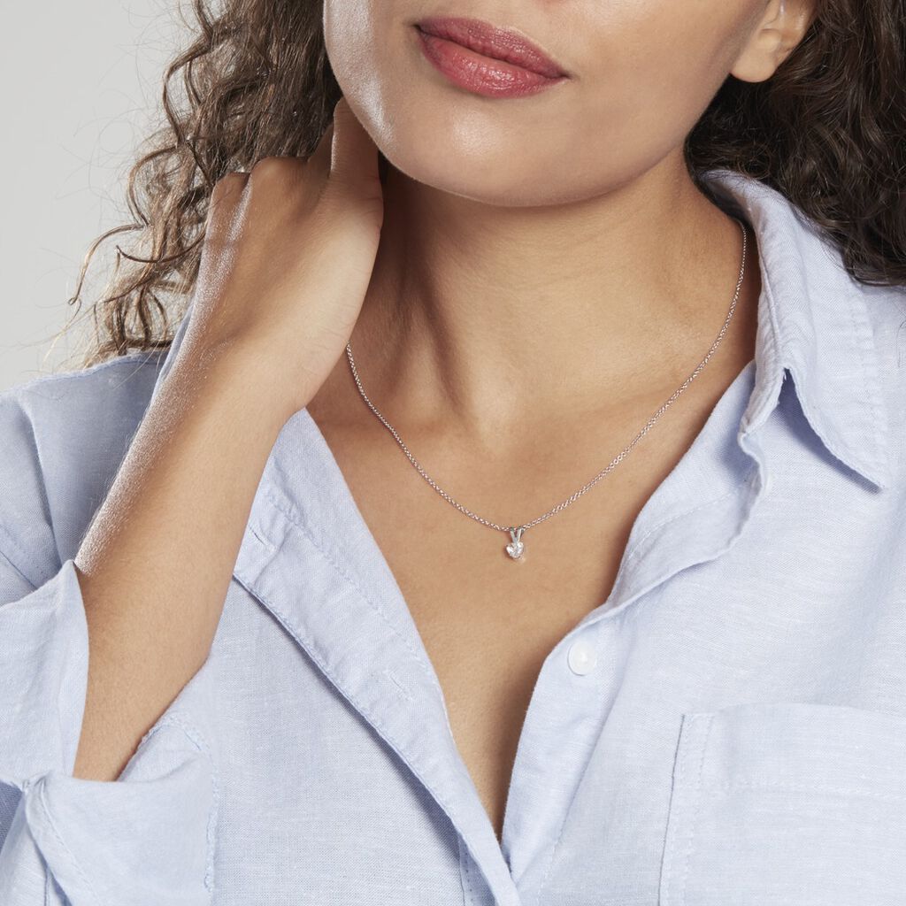 Pendentif Or Blanc Oxyde