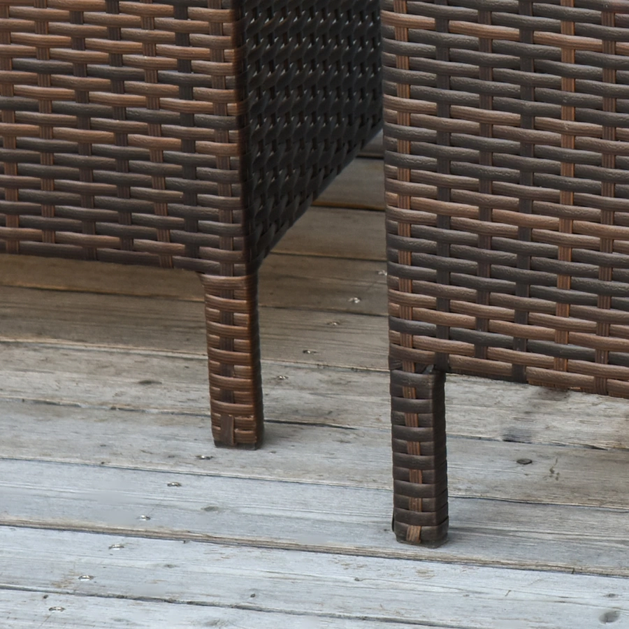 Outsunny Rattan-Gartentisch als 3-teiliges Set braun