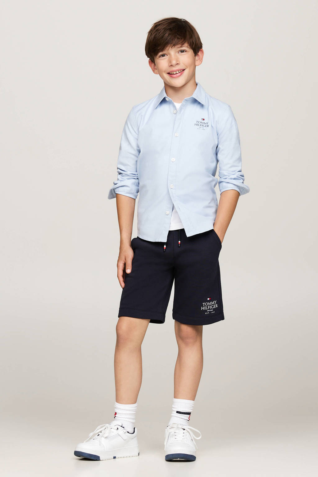 Tommy Hilfiger overhemd met logo lichtblauw