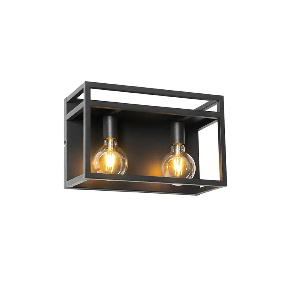 Qazqa wandlampen cage rack zwart e27