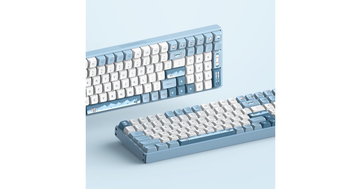 IqunixF97 Wintertide Wireless Mechanical Keyboard, gaming toetsenbord  (Lichtblauw, US lay-out, Cherry MX Silent Red, RGB leds, 96%, Hot-swappable, PBT, 2.4GHz | Bluetooth 5.1 | USB-C)