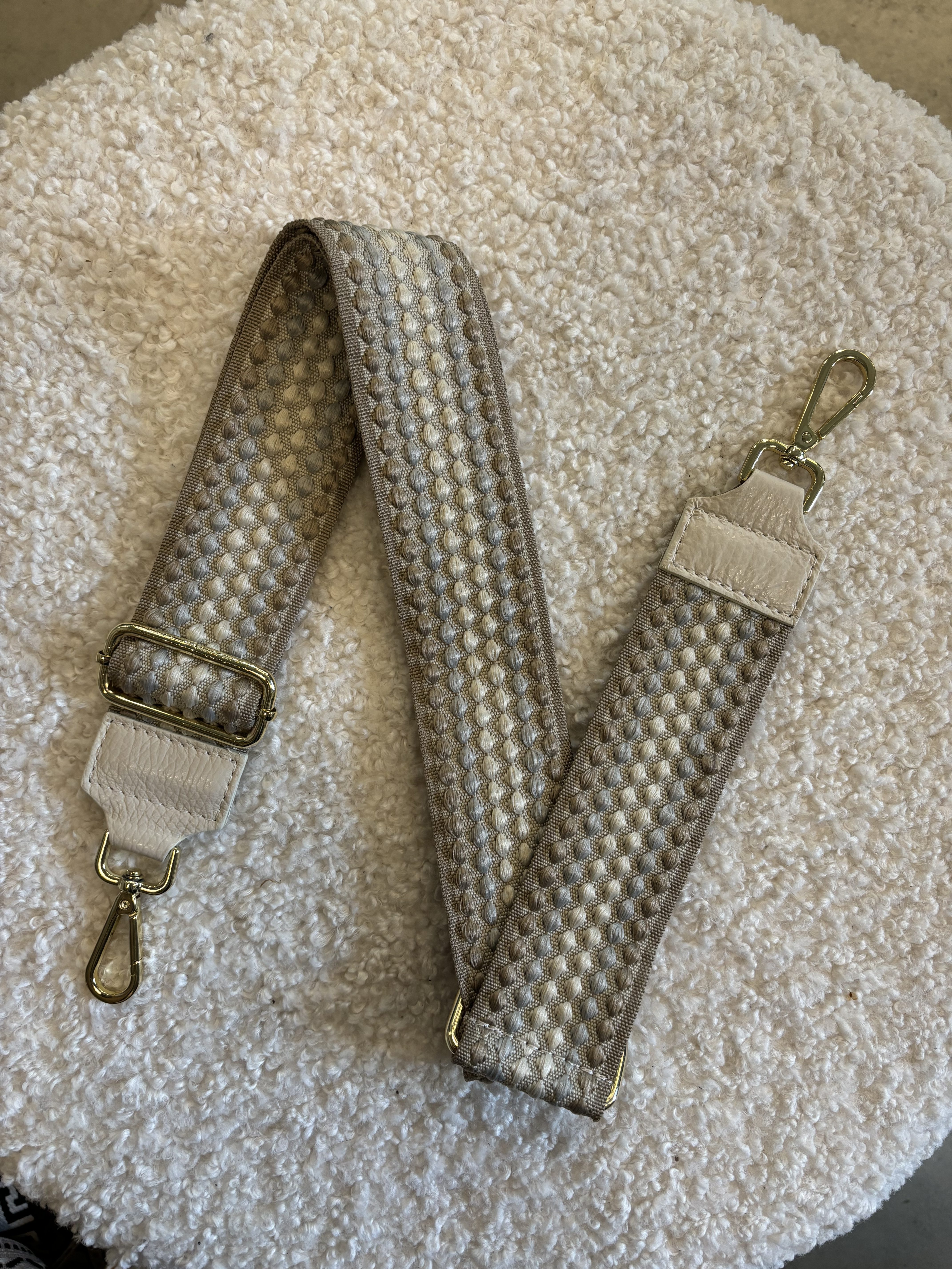 Bag Strap - Bollino Ecru/Grijs - Goud