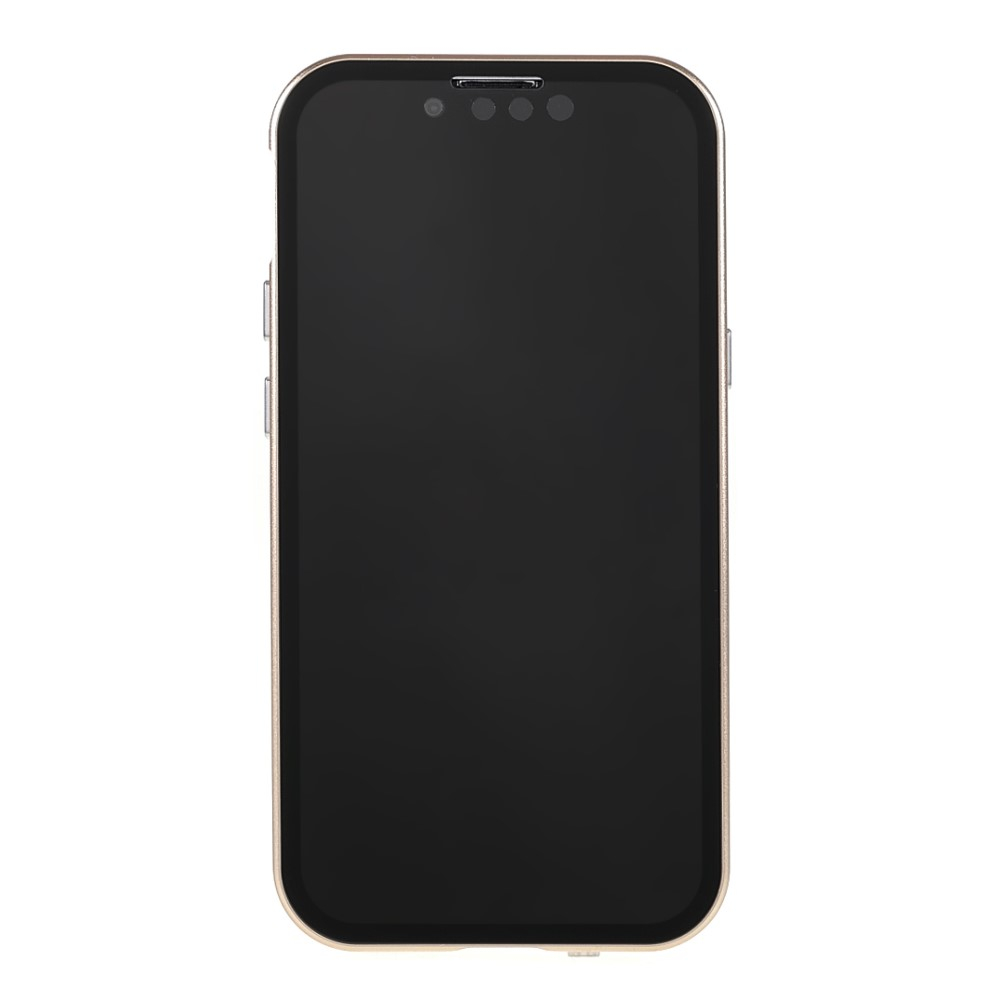 iPhone 13 Magnetische Alu Schutzhülle mit Panzer Glas Backcover   Privacy Displayschutz (Magnet-Technologie) - Gold