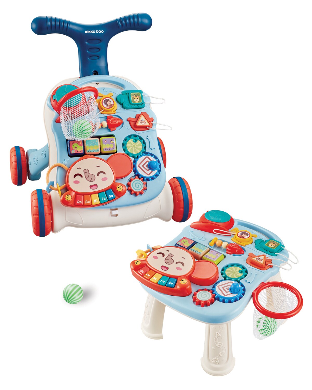 Kikkaboo Laufwagen 2 in 1 Grow Spieltisch Motorikspielcenter Musik Lichtfunktion blau