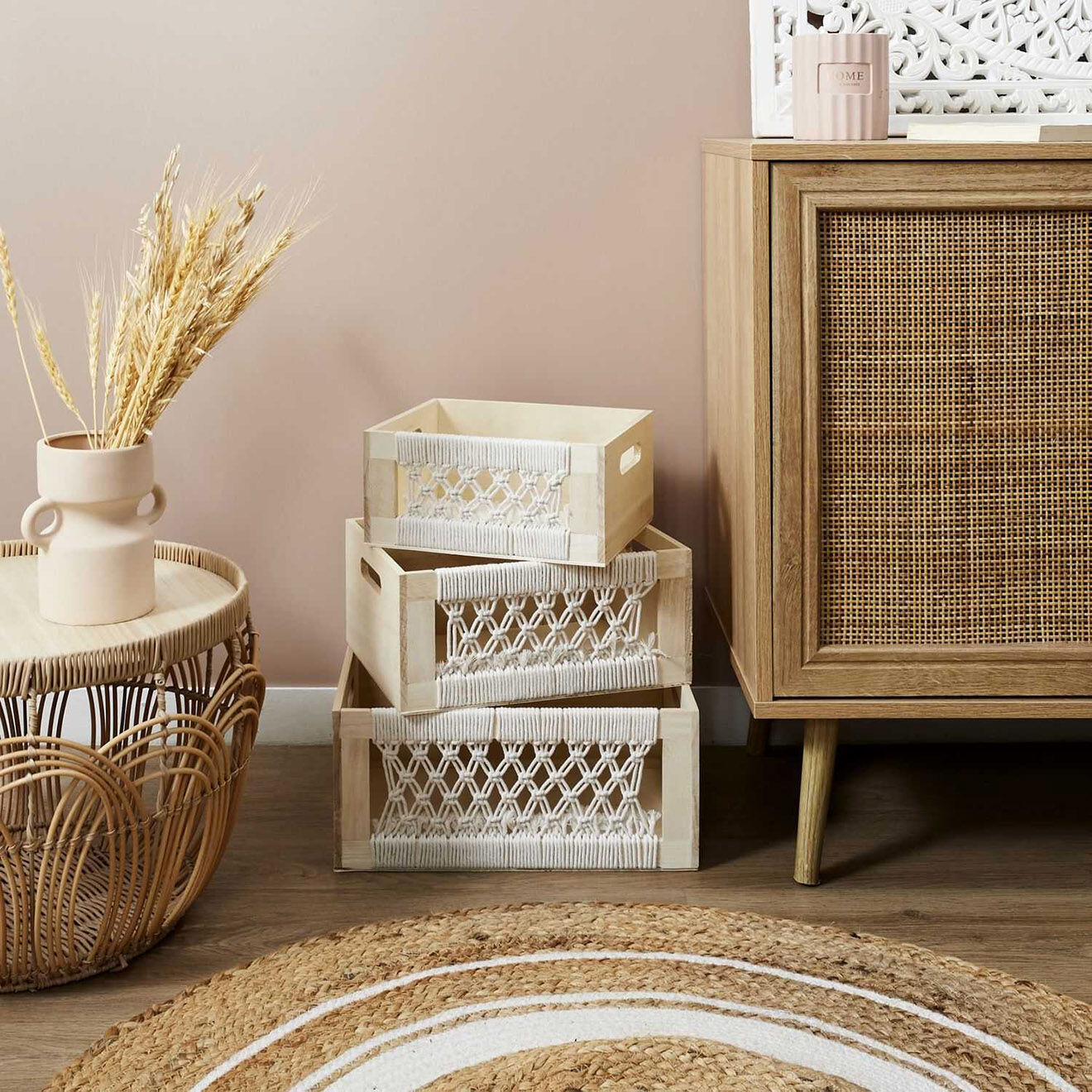 Home Deco Factory 3 Caisses Boho beige/marron