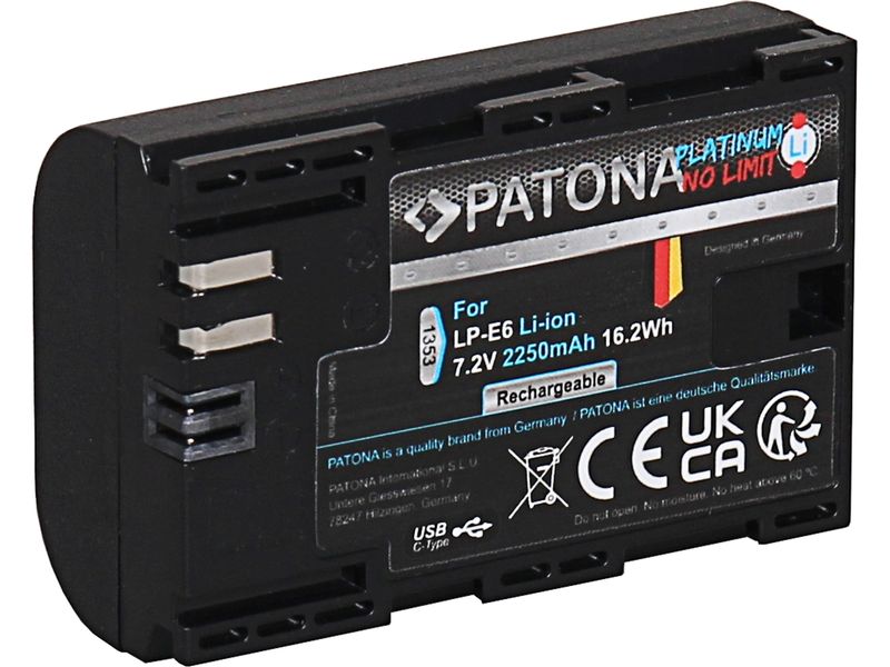 Patona Platinum Akku für Canon LP-E6 Platinum Batteriesatz für Canon