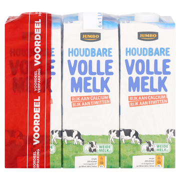 Jumbo Houdbare Volle Melk Voordeelverpakking 6 x 1 L