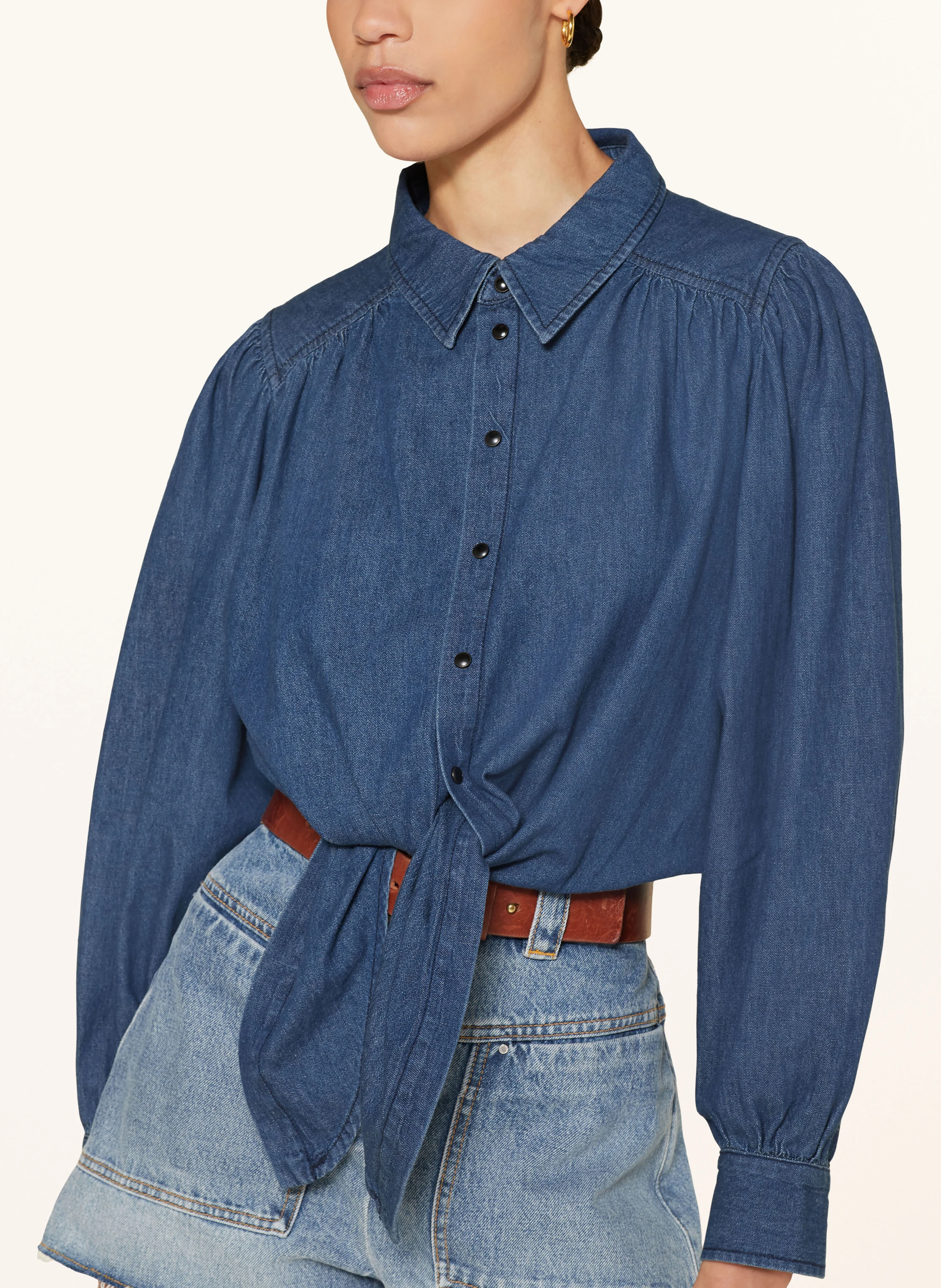 ba&sh Cropped-Jeansbluse LERIA