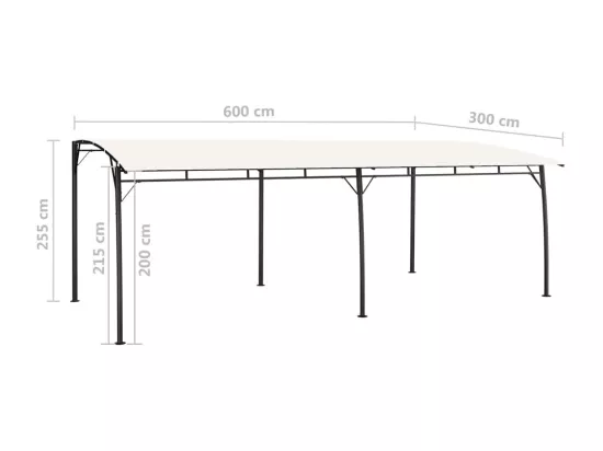 Auvent pare-soleil de jardin 6x3x2,55 m crème