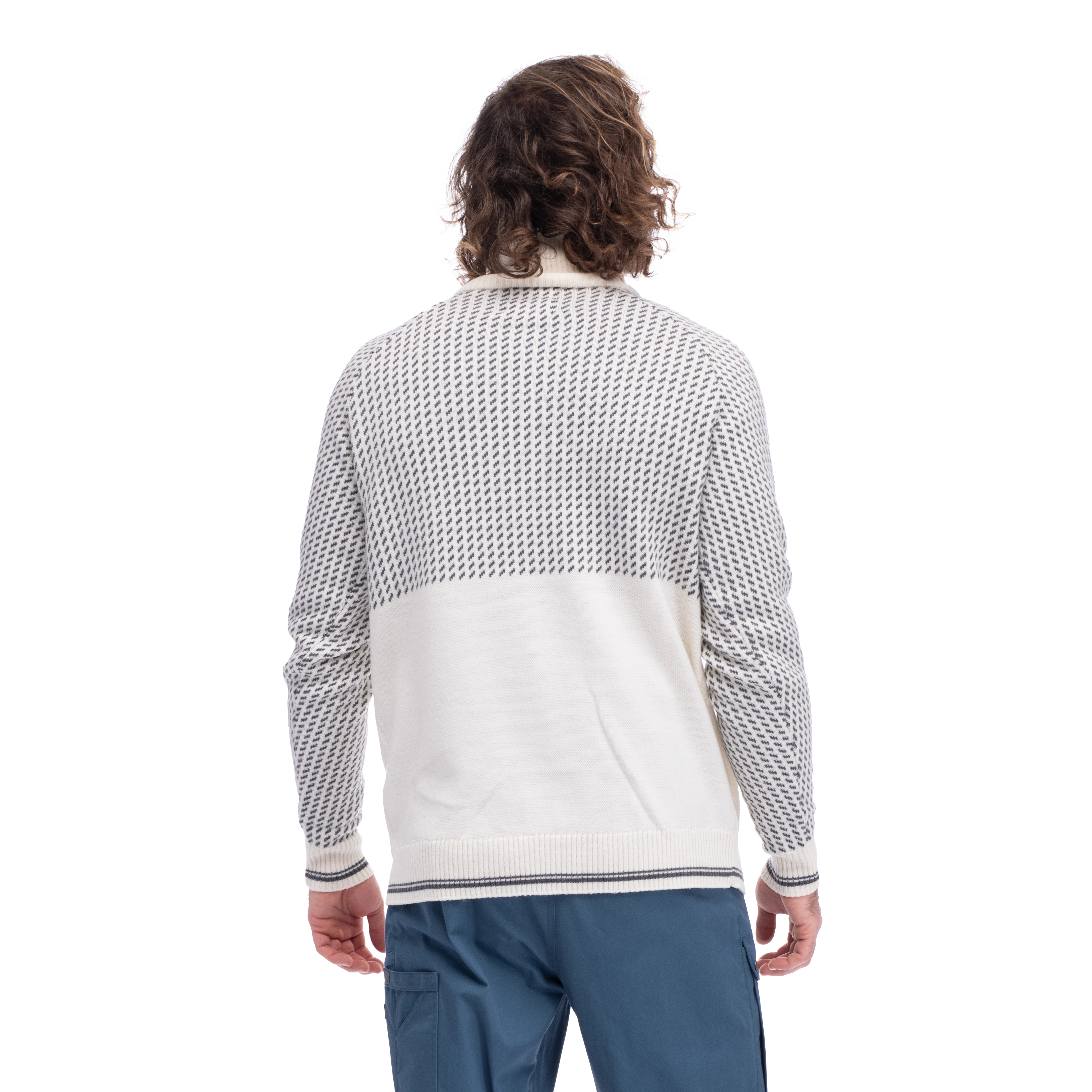 Alvdal Wool Half Zip Vanilla White / Solid Dark Grey