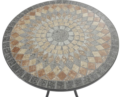 Siena Garden Prato balkontafel, steenmozaïeklook, Ø 60 H 69,5 cm, grijs
