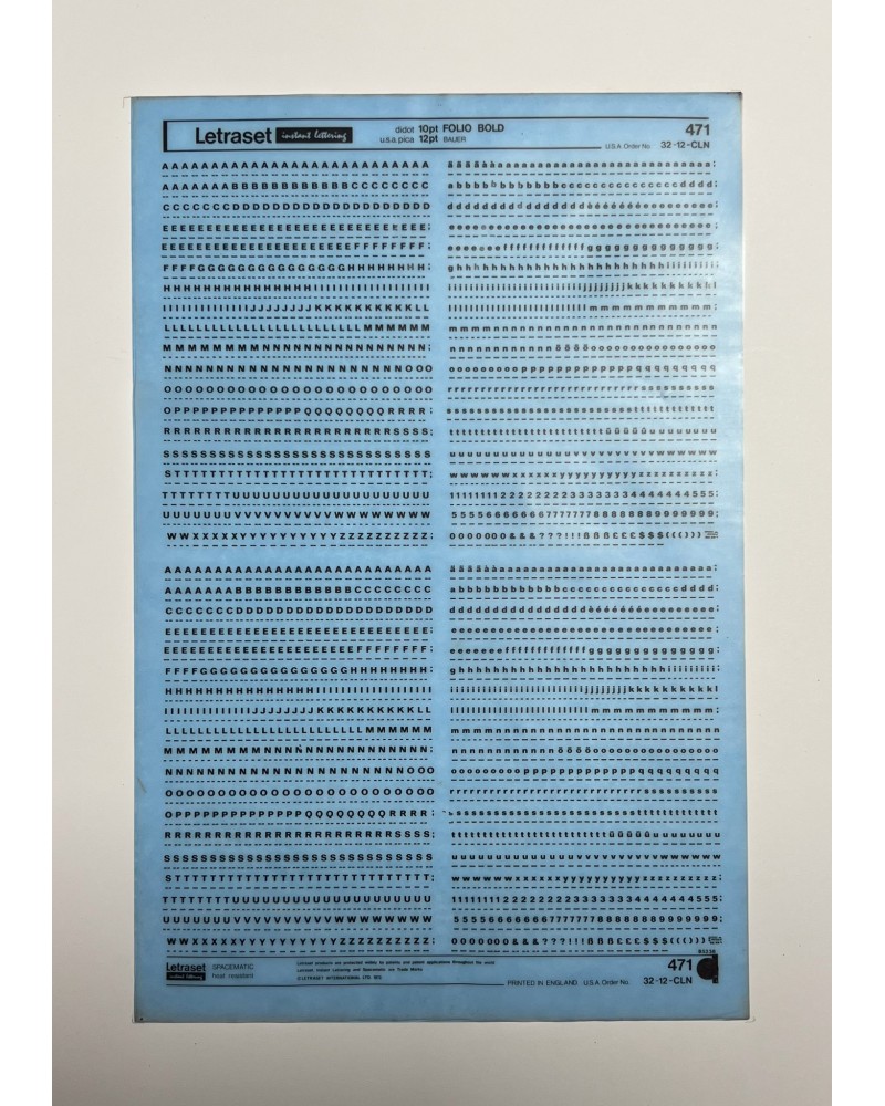 Letraset 471 - FOLIO BOLD - 10/12pt