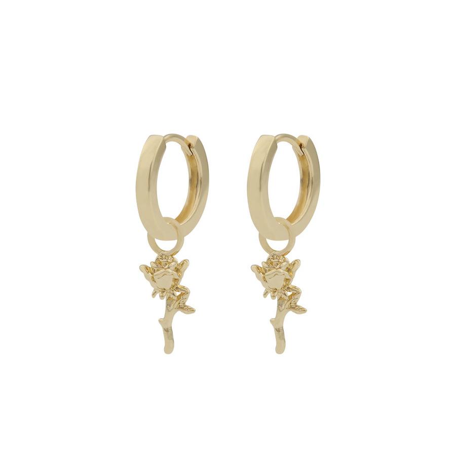 Snö Of Sweden Fairytale Rose Ring Earrings Plain Gold 14,5mm