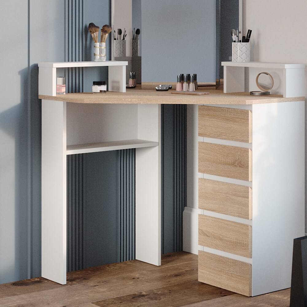 Vicco Eckschminktisch Frisiertisch Frisierkommode Tilda Weiß Sonoma Spiegel 110x140 cm modern Ablage