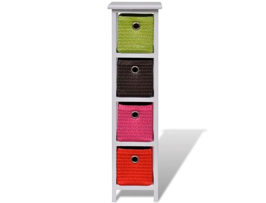 VIDAXL - Armoire étagère de rangement et paniers multicolores bois de paulown...