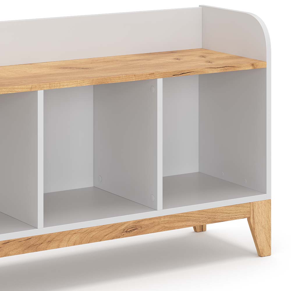 VitaliSpa Sitzbank Malia 107x64cm weiß, Bank für Kinderzimmer, 3 große Fächer
