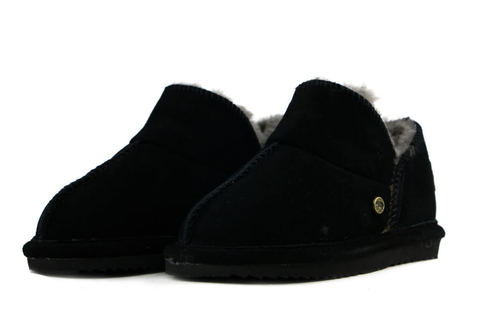 Warmbat Pantoffels Willow Kids Zwart Suede