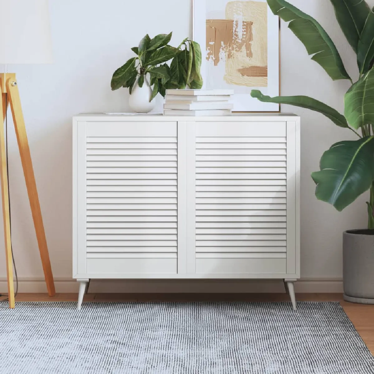 vidaXL Portes Armoire Persiennes 2pcs Blanc