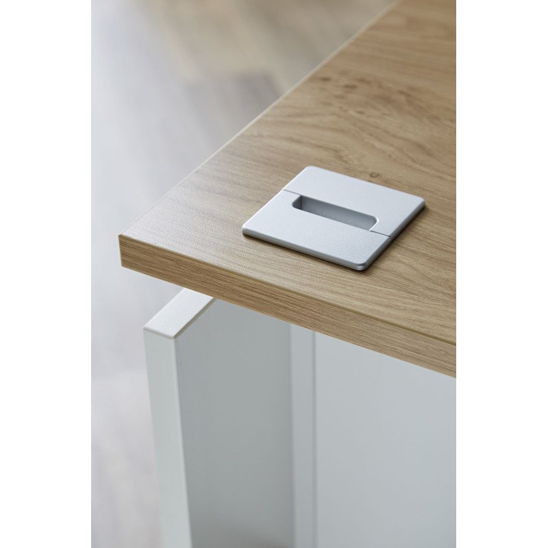 Bureau d'angle L 160 x P 160 cm avec retour suspendu sur caisson positionnable droite/gauche chêne clair Intuitiv'