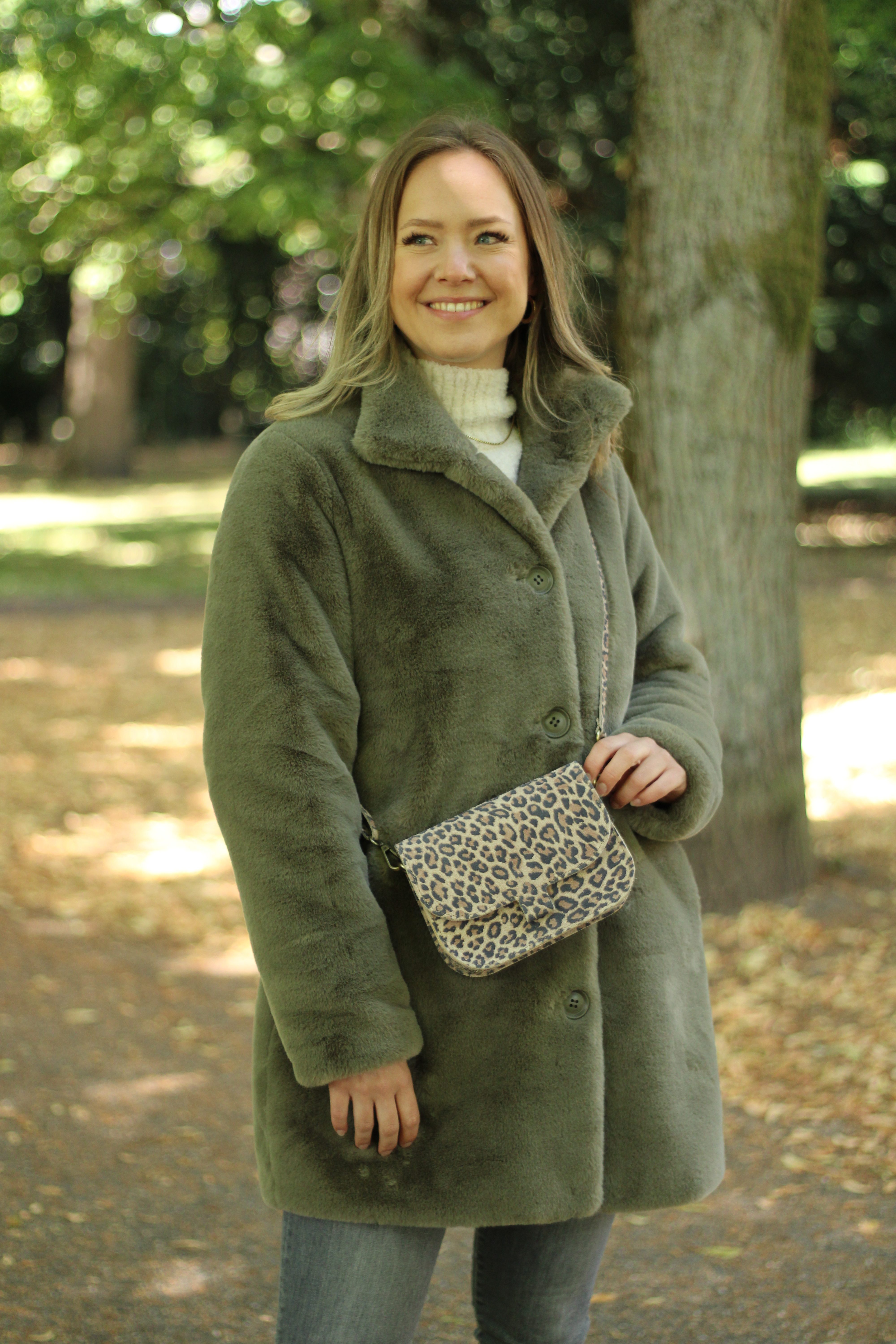 Rino & Pelle - Nonna Single Breasted Fake Fur Coat - Green Ash