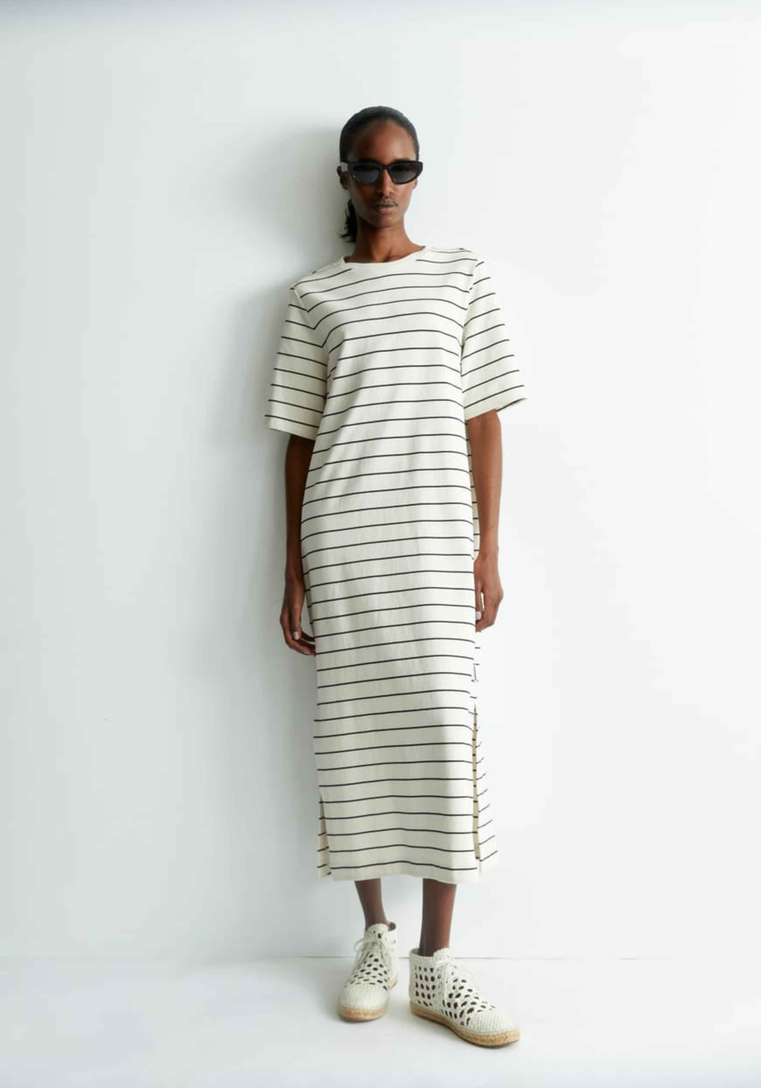 Armedangels Jerseykleid Xelinaa Fine Stripe Undyed-Black