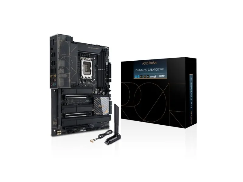 ASUS ProArt Z790-CREATOR WIFI - Bundkort - ATX - LGA1700 sokkel - Z790 Chipset - USB4, USB 3.2 Gen 2, USB-C 3.2 Gen 2x2, USB 3.2 Gen 1 - 10 Gigabit LAN, 2.5 Gigabit LAN, Wi-Fi 6E, Bluetooth - onboard grafik (CPU påkrævet) - HD Audio (8-kanaler)