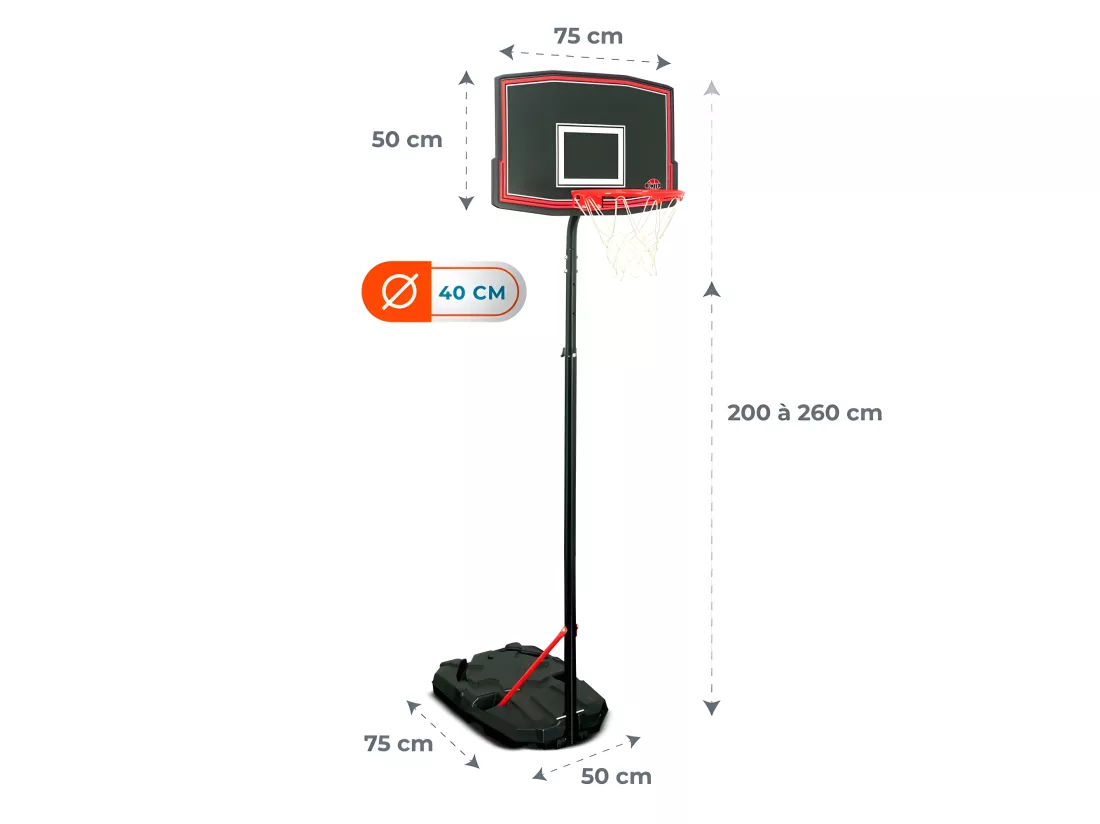 Panier de Basket sur Pied Mobile Phoenix - Bumber - Hauteur réglable de 2m à 2m60