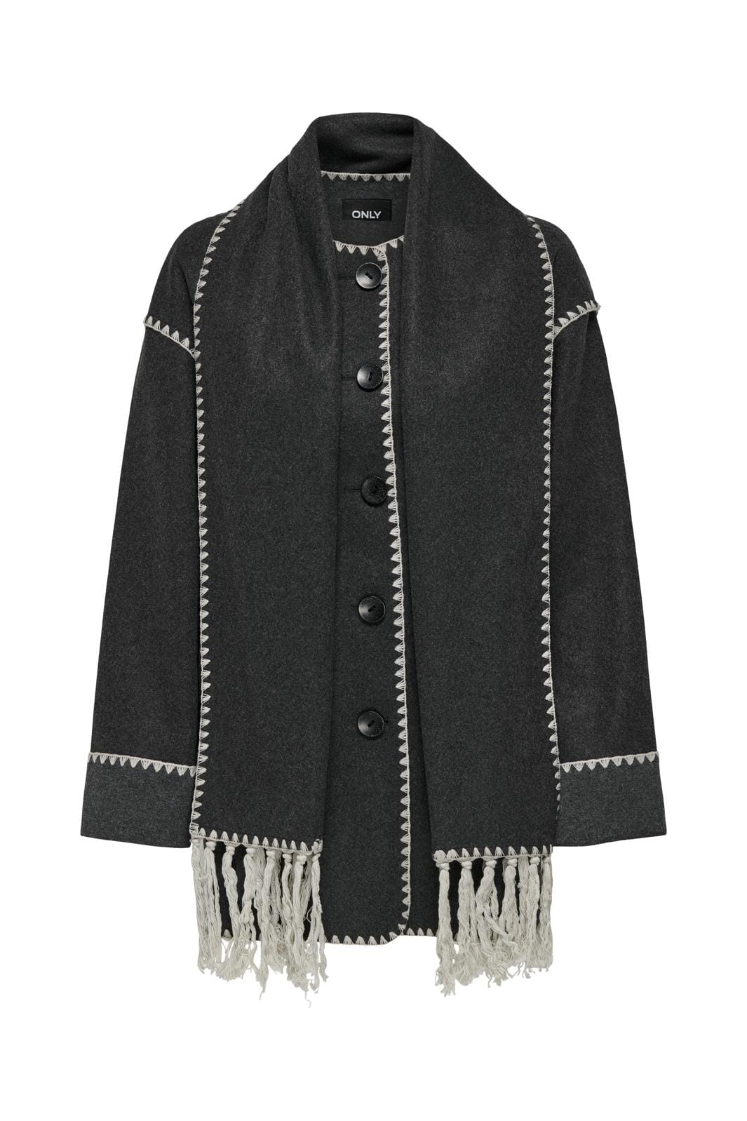 Only Onlelba Life Scallop Edge Scarf Coat 4495015 dark grey melange moonbeam