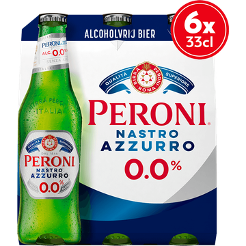 Peroni - Nastro Azzurro - 0,0% Alcoholvrij - Fles - 6 x 330ML