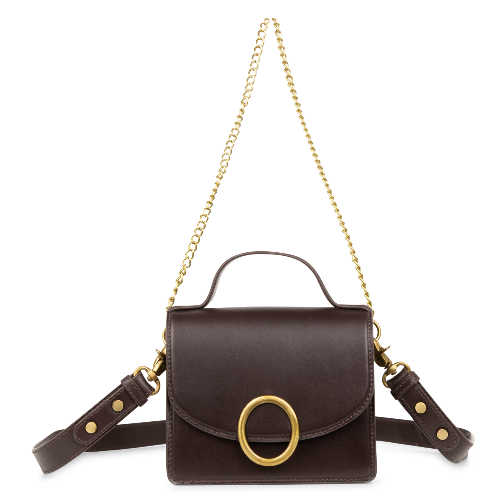 THEAO MIMI - Sac bandoulière à rabat en cuir| Marron