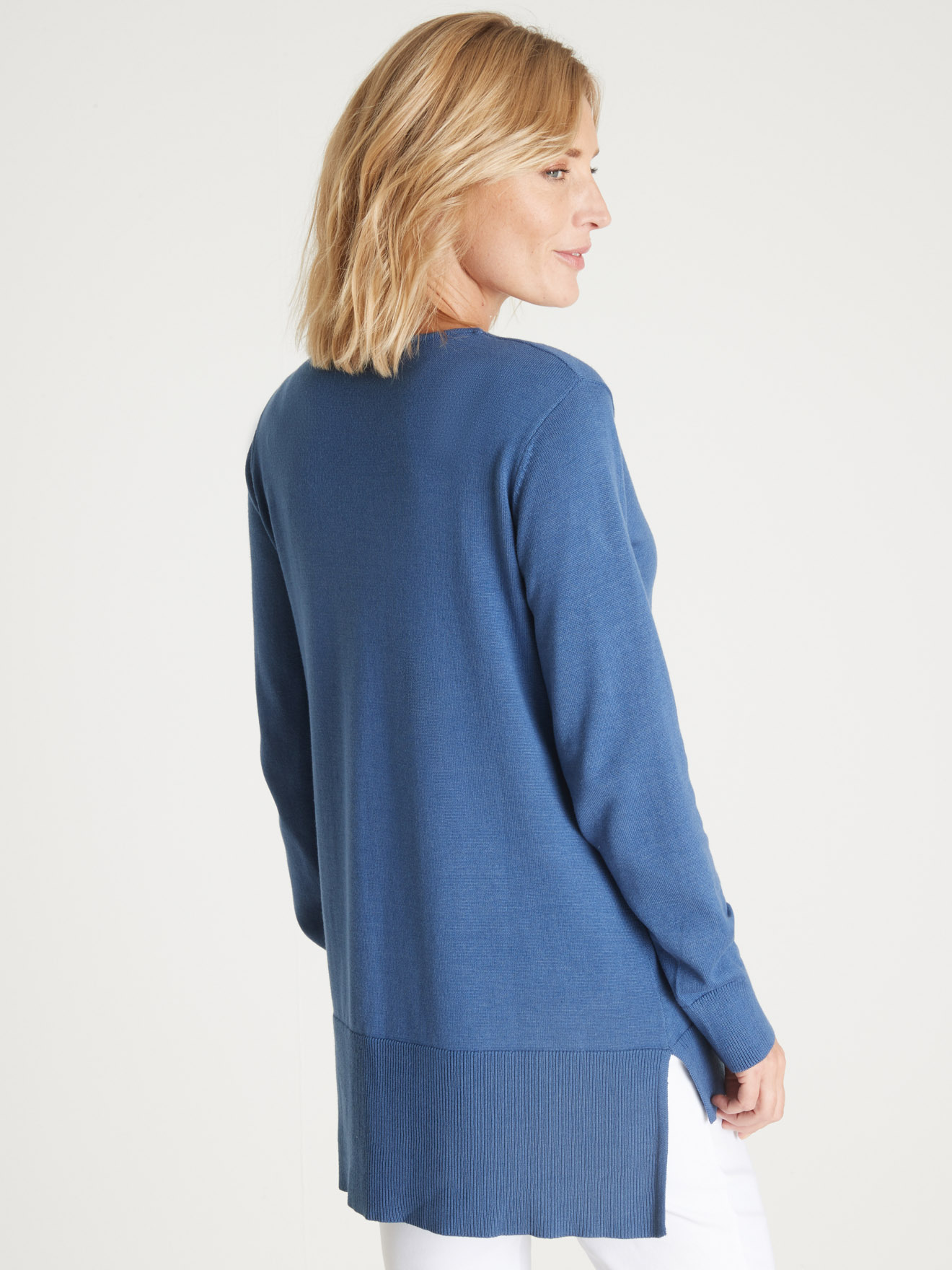 Pull tunique maille fine col V